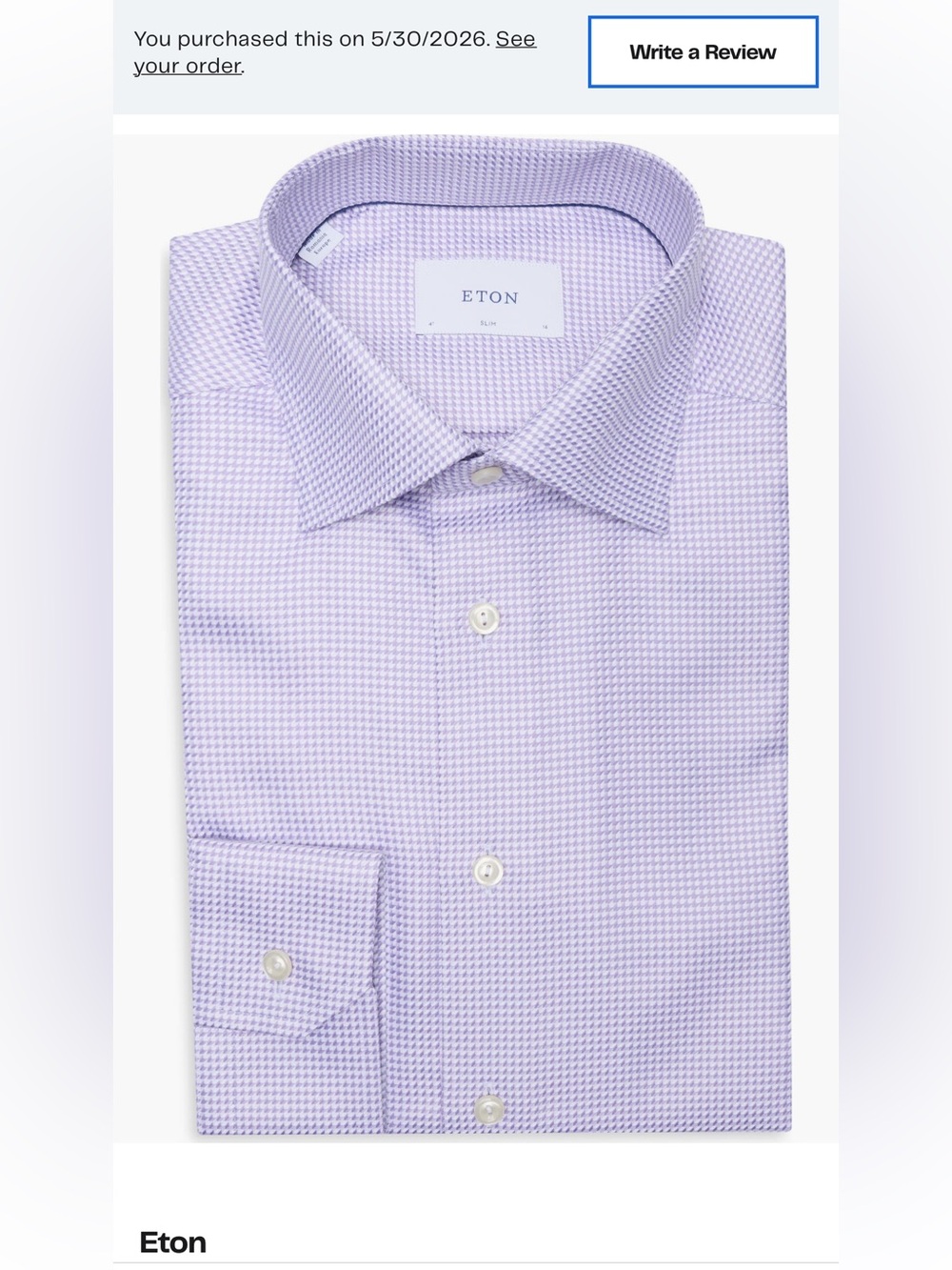 Eton Men's Light Lavender Houndstooth Dress Shirt